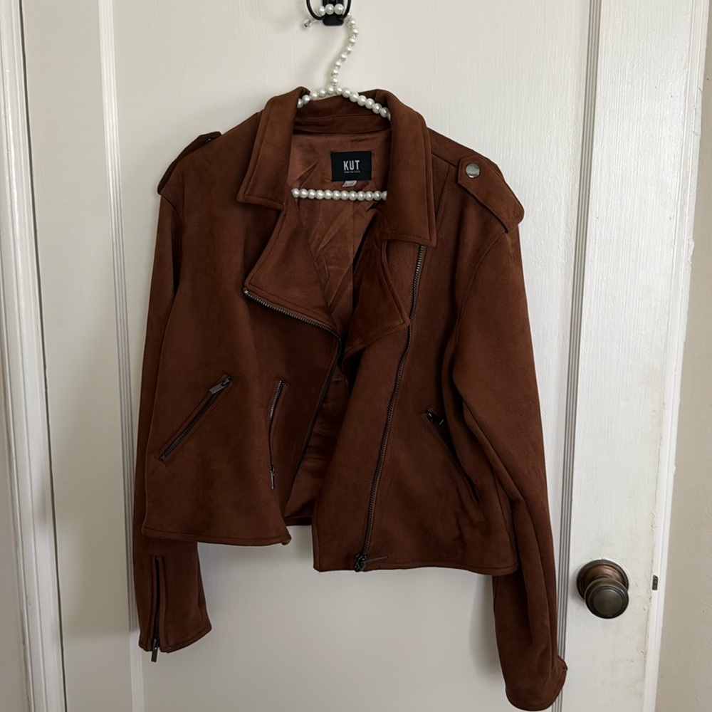 Kut from the Kloth brown suede moto jacket